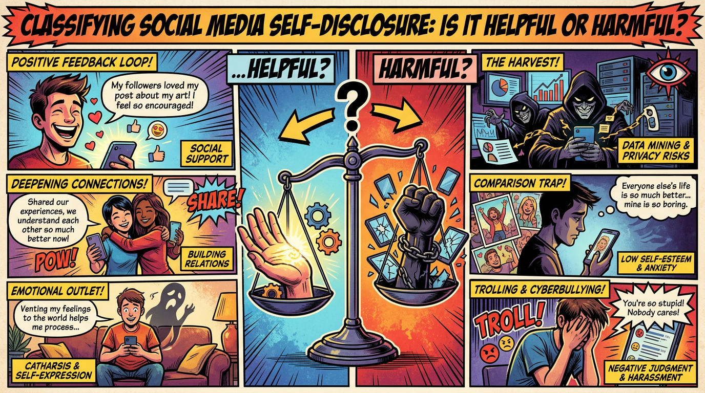 In Classifying Social Media Self-Disclosure, Is It Helpful or Harmful?
